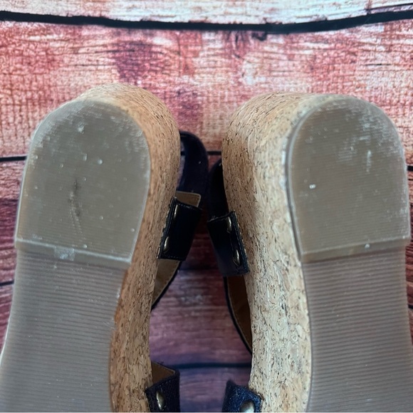 Lucky Brand Marla Blue Cork Wedge Platform Sandals - Picture 14 of 15